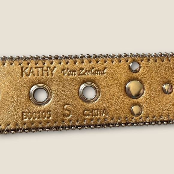 KATHY Van Zeeland Studded Belt Y2K Glam Cowgirl Western Rhinestones Leather S main image 12
